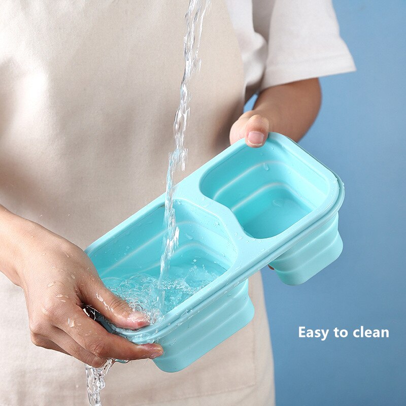 900ml/1360ml Silicone Collapsible Lunch Box Leak-Proof Large Capacity Microwave Oven Bento Box Folding Lunchbox Eco-Friendly