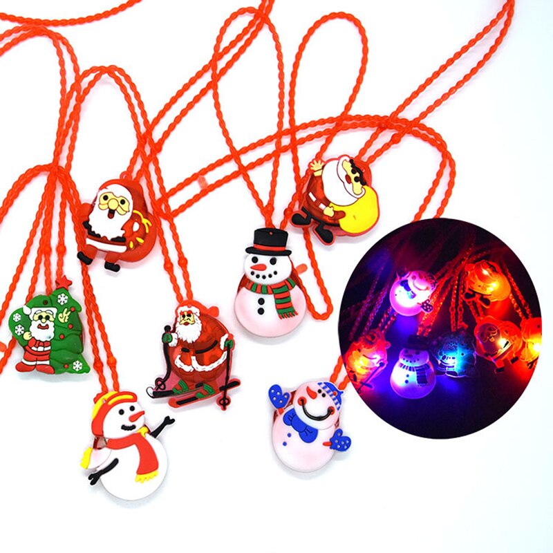 1PCS Christmas series small object LED toy Street stall Headband brooch christmas hat glasses glowing dice ornament: Soft necklace