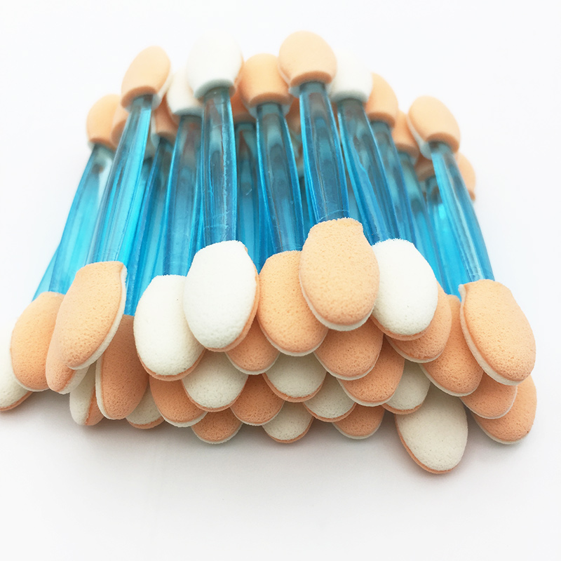 Pinceaux jetables pour fard à paupières, 50 pièces, kit de maquillage jetable pour applicateur cosmétique, éponge en Nylon double face: 50 PCS-Blue