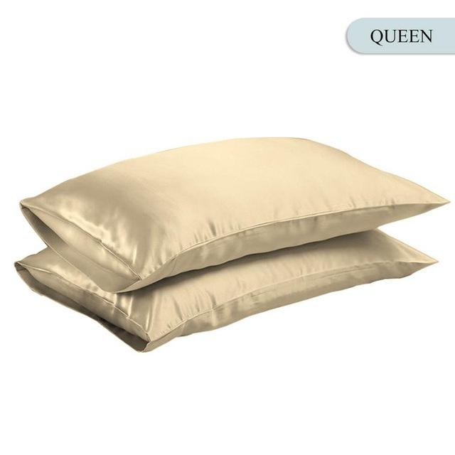 Queen/king zijden satijnen kussensloop beddengoed kussensloop glad huis wit zwart grijs hemelsblauw roze zilver: Uk queen khaki