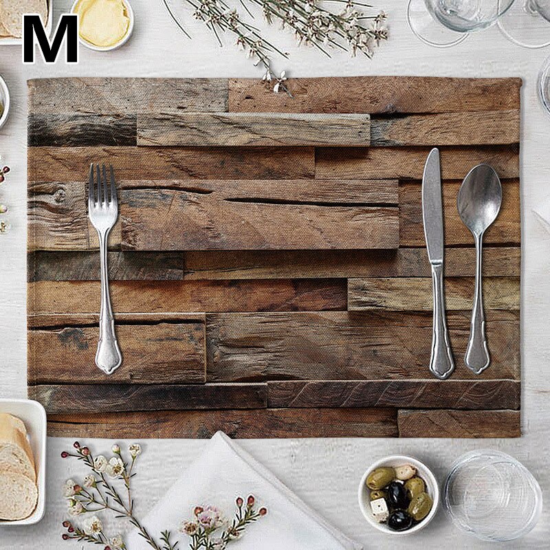 Wood Grain Dining Table Mat Rectangle Heat Insulation Placemat Dining Table Tableware Kitchen Supplies Home Decorative: M