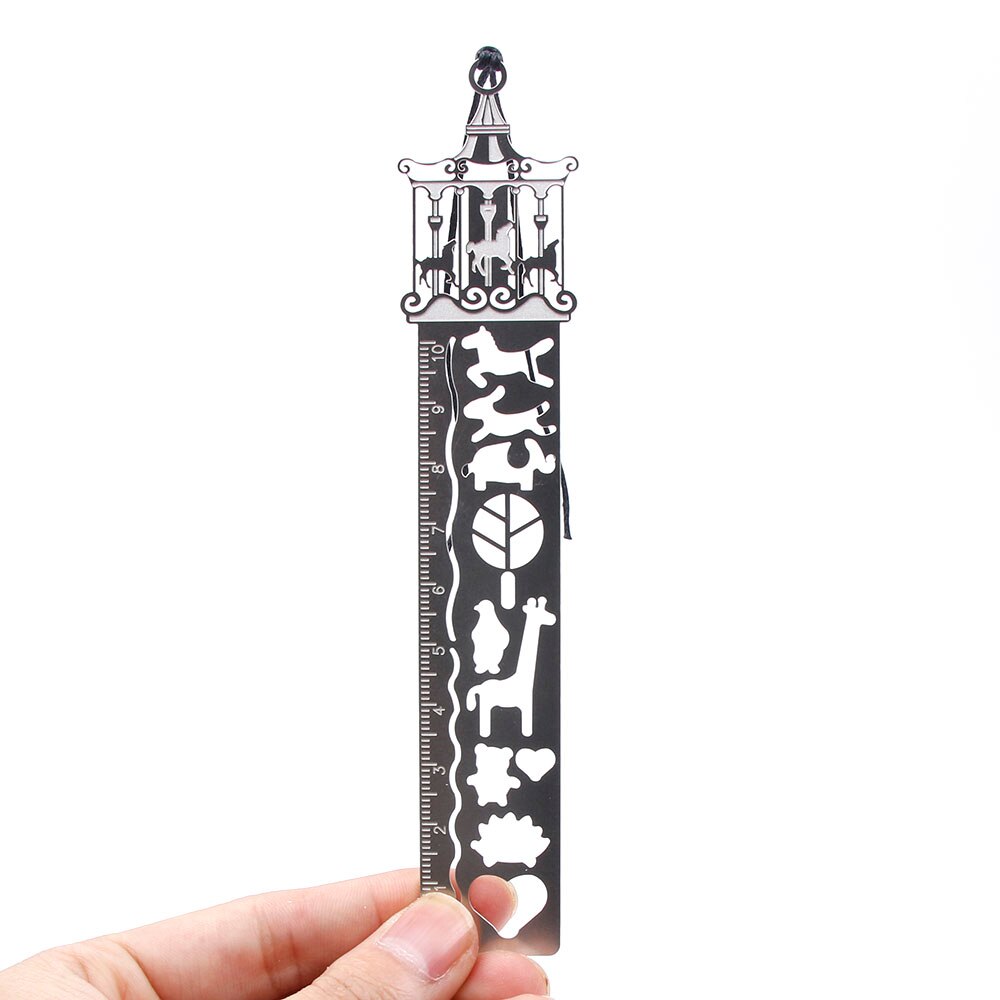 Marcapáginas de Metal hueca de jaula de pájaro creativa caballo, regla de manualidades, útiles escolares para estudiantes,
