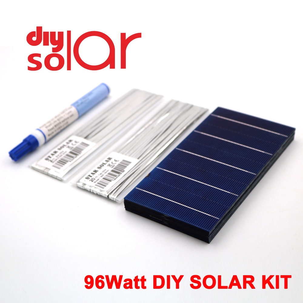 96 watt kit diy solcellepanel 78 x 156 mm polykrystallisk solcelle 100w 3 x 6 " 100 w tabbing wire buswire flux pen legetøj fleksibel