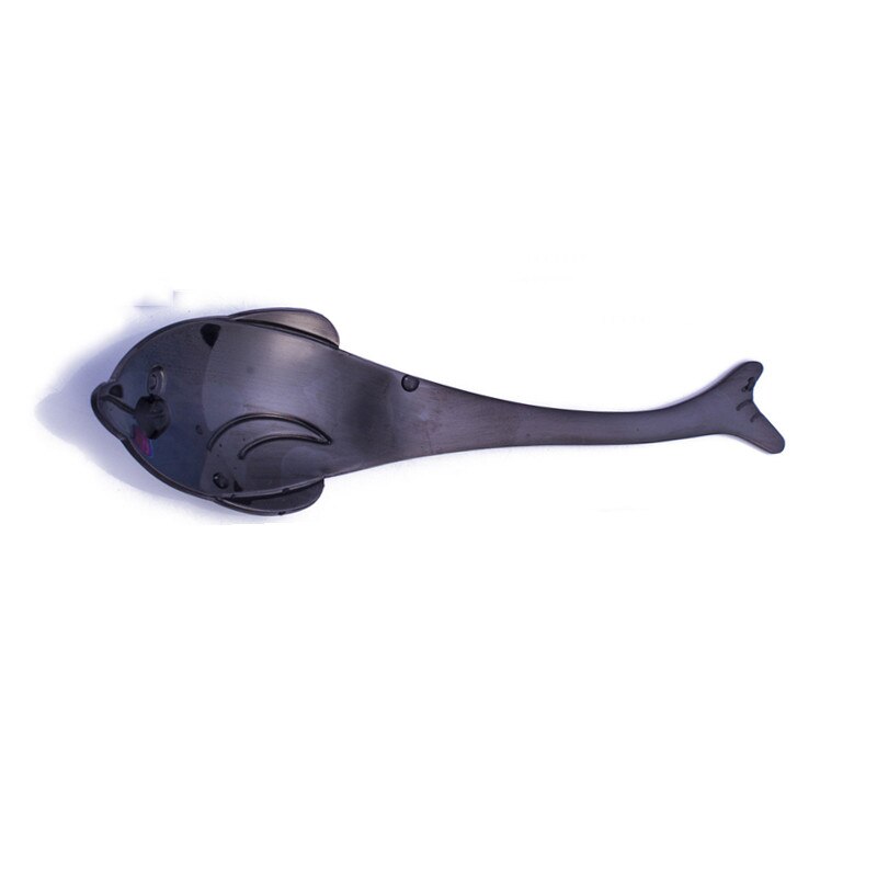 Vacclo cartoon walvis dolfijn koffie roerlepel roestvrij staal taart kind dessertlepel keuken beker servies decoratie: Zwarte dolfijn