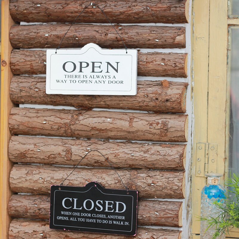 Open&closed Shop Wood Sign Pastoral Style Shop Door Information Hanger Plate Coffee Store Wooden Welcome Board