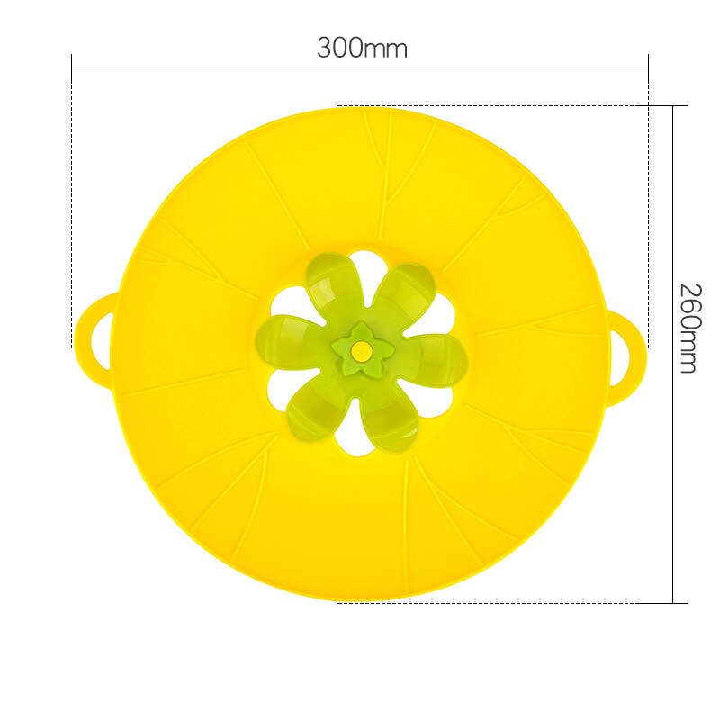 Silicone Anti-overflow Pot Lid Flower Shape Fresh-keeping Lid Steaming Rack Heat Insulation Rotatable Lid Kitchen Gadget: yellow M