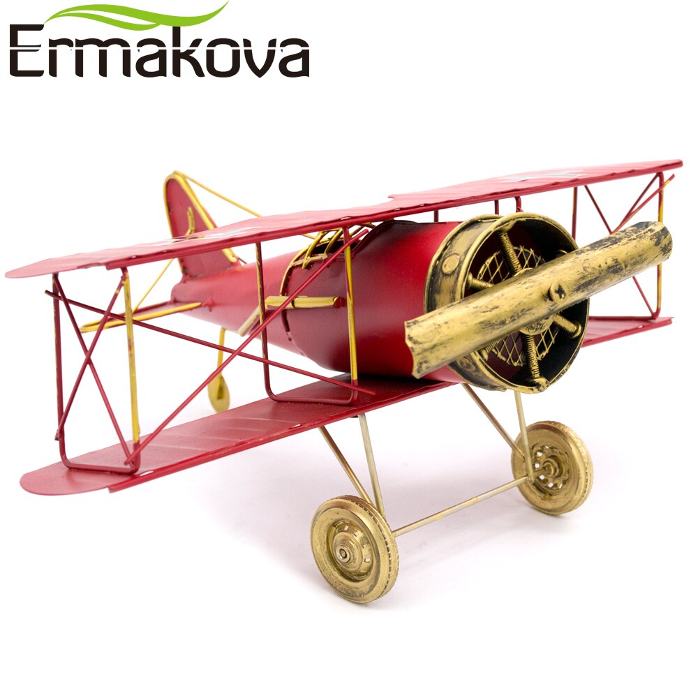 Ermakova 29cm or 27cm metallia käsintehdyt käsityöt lentokoneiden malli lentokoneiden malli kaksitasoinen kodinsisustustarvikkeet (punainen väri)