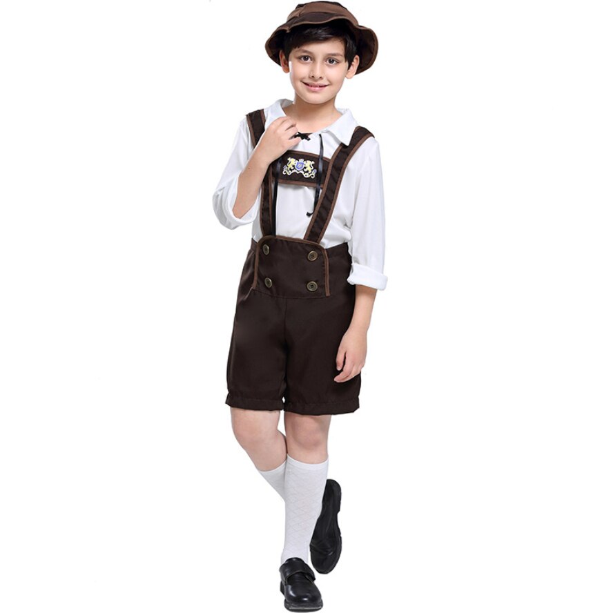 Disfraz tradicional de cerveza Oktoberfest para niños, disfraz de cerveza Lederhosen alemán de Bávaro, para de Halloween