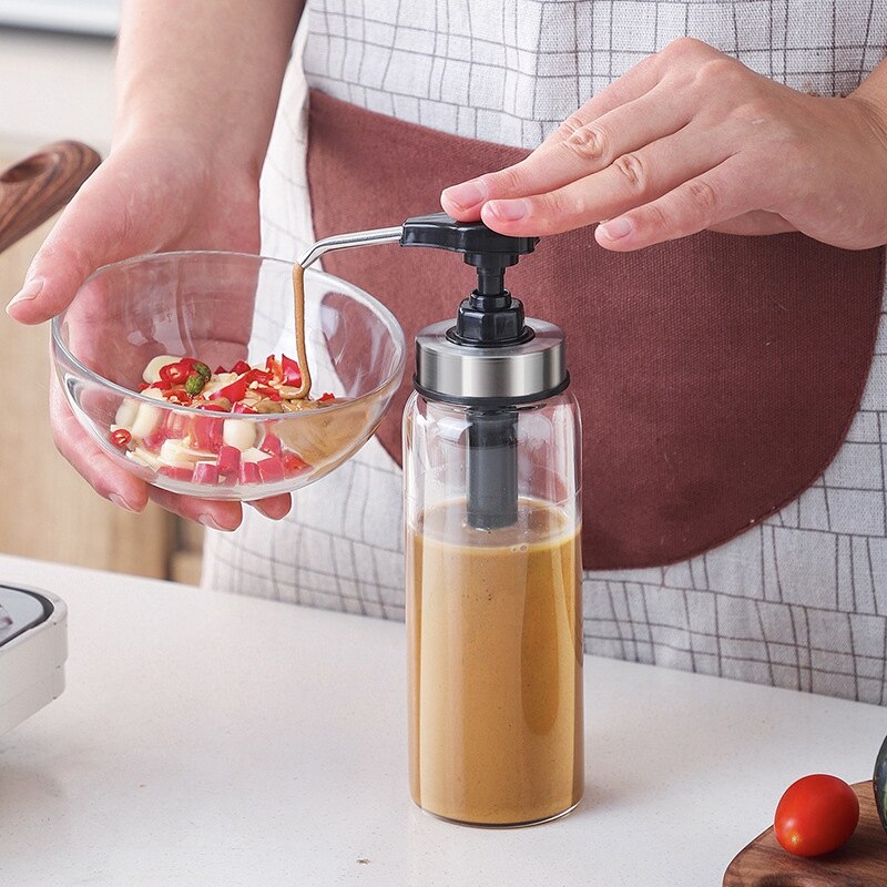 Såsdispenserpump med gl -flaska för ketchup honungssirap sallad läcksäker köksmakdispenser flaskpump: Default Title