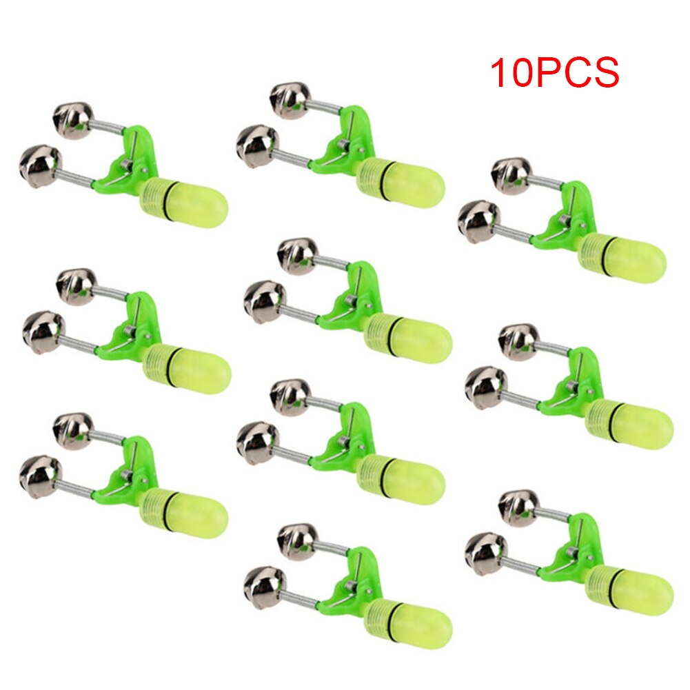 10 stk led nattfiske bitt alarm utstyr 2 bjeller stang clip varsel ring indikerer fiske lys og bjelle