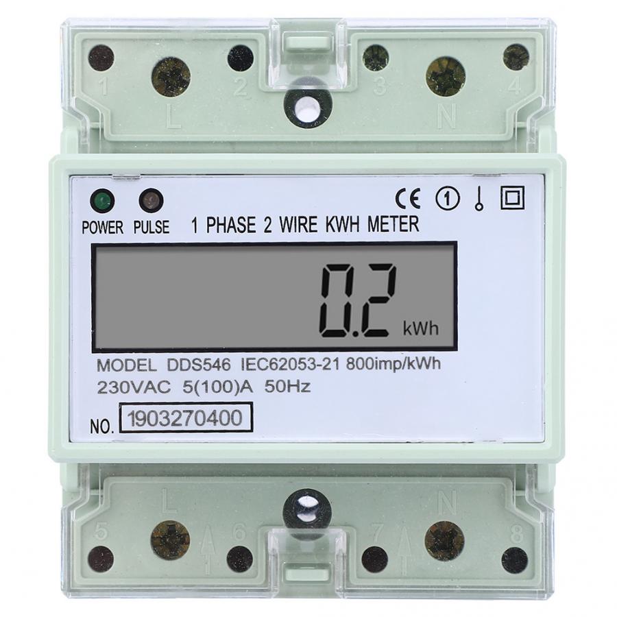 Enkele Fase KWH Meter 5-100A 230VAC Energiemeter DIN Rail Digitale LCD Elektrische Stroomverbruik Meter