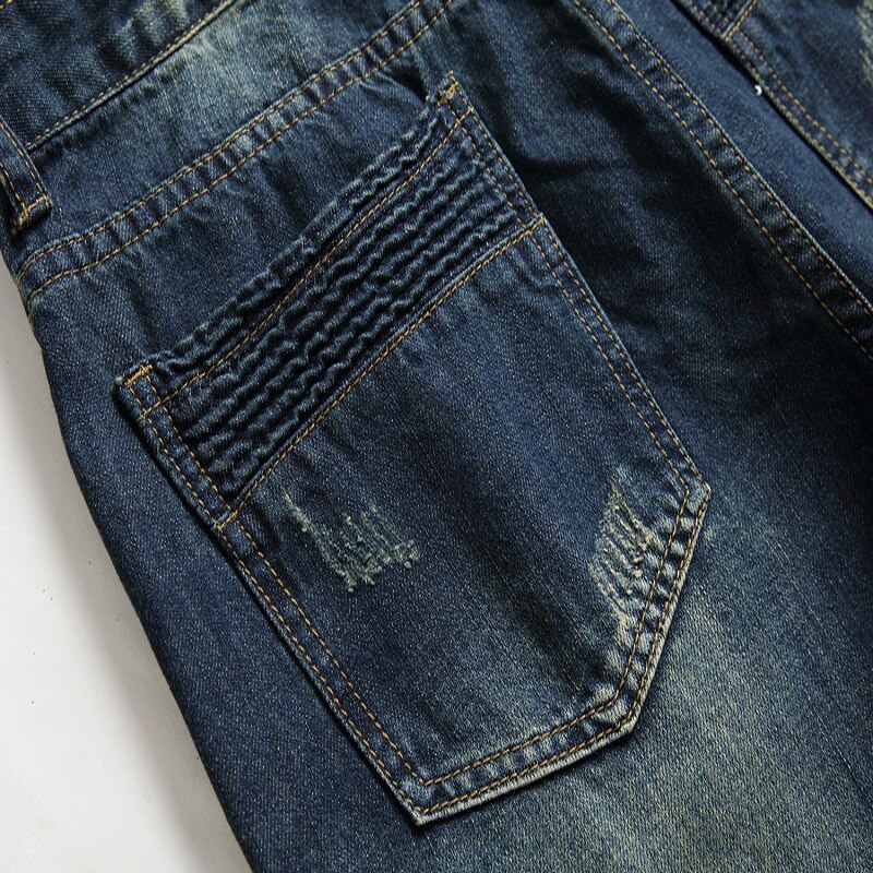 hommes Jeans décontractés Hip Hop Patch hommes Rap trou Biker jean hommes coupe mince déchiré Denim pantalon Vaqueros Hombre 40 42
