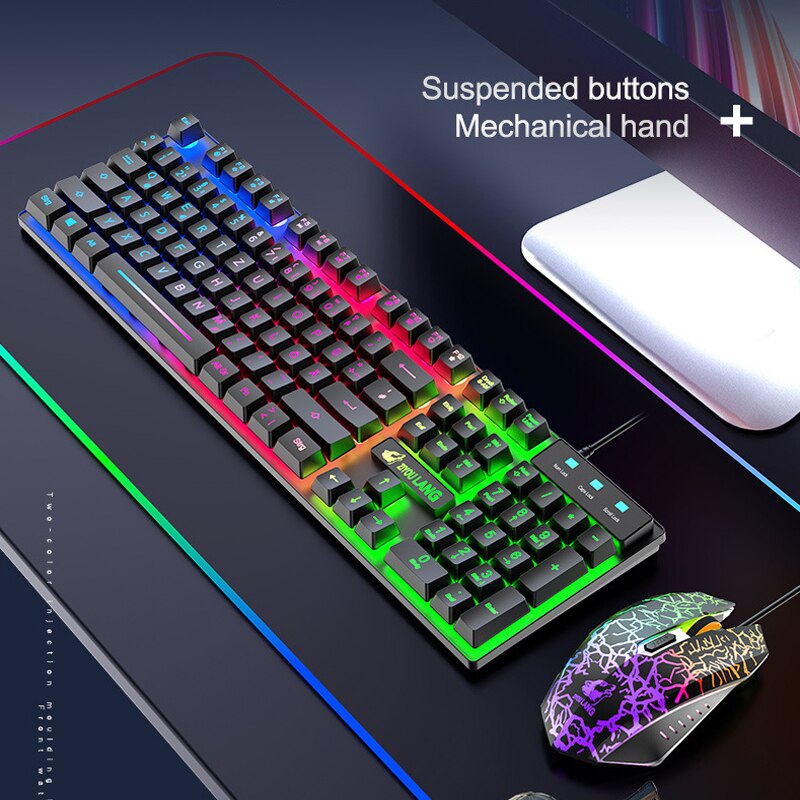 German Keyboard+Mouse+Mousepad Sets PC Gamer Keyboard RGB Backlit Keyboard 104 Keys Wired Keyboard Mause Gamer Gaming Mouse 2022