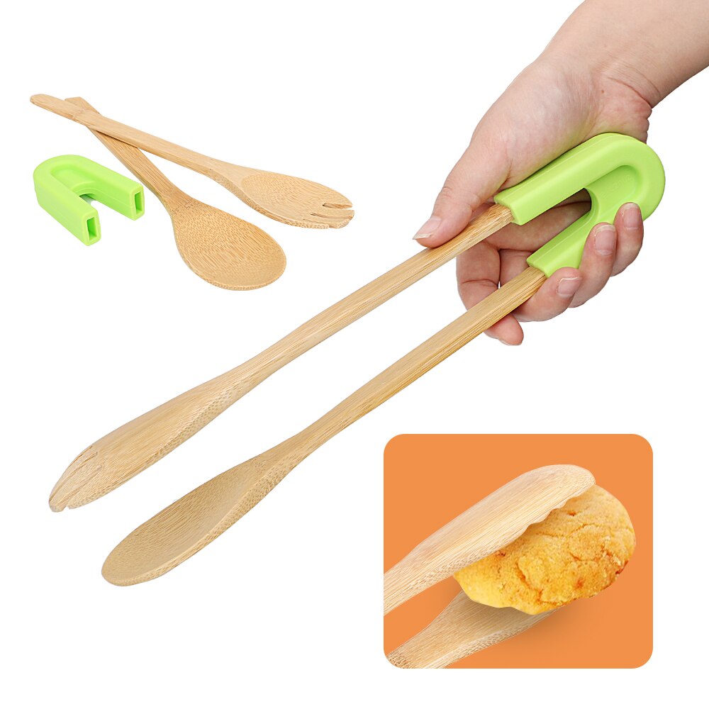 Non-Stick Kitchen Utensils Snack Clip Bamboo Food Tongs Cake Pastry Steak BBQ Tongs Wooden Clip Toaster Tongs
