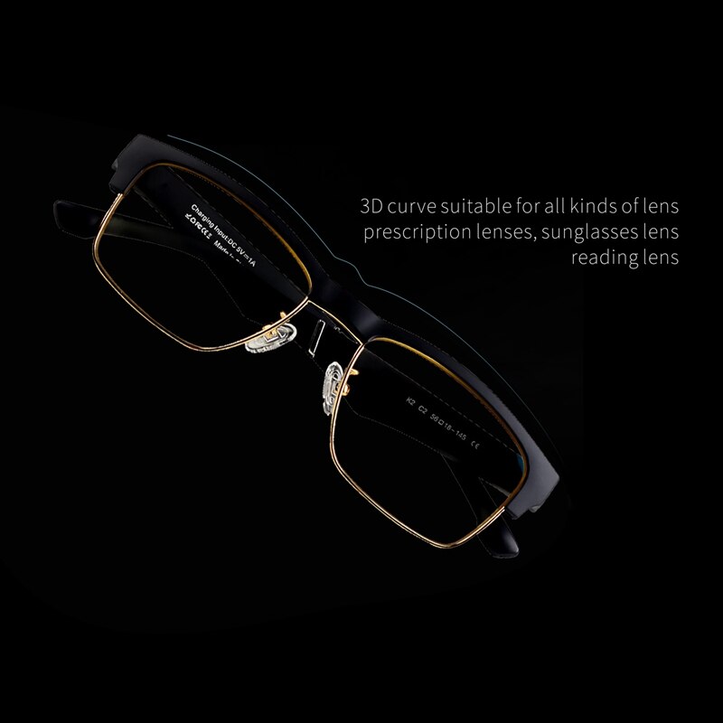 K2 smarte briller trådløs bluetooth håndfri opkald o åbent øre anti-blå lys linser briller (sort grå kant)