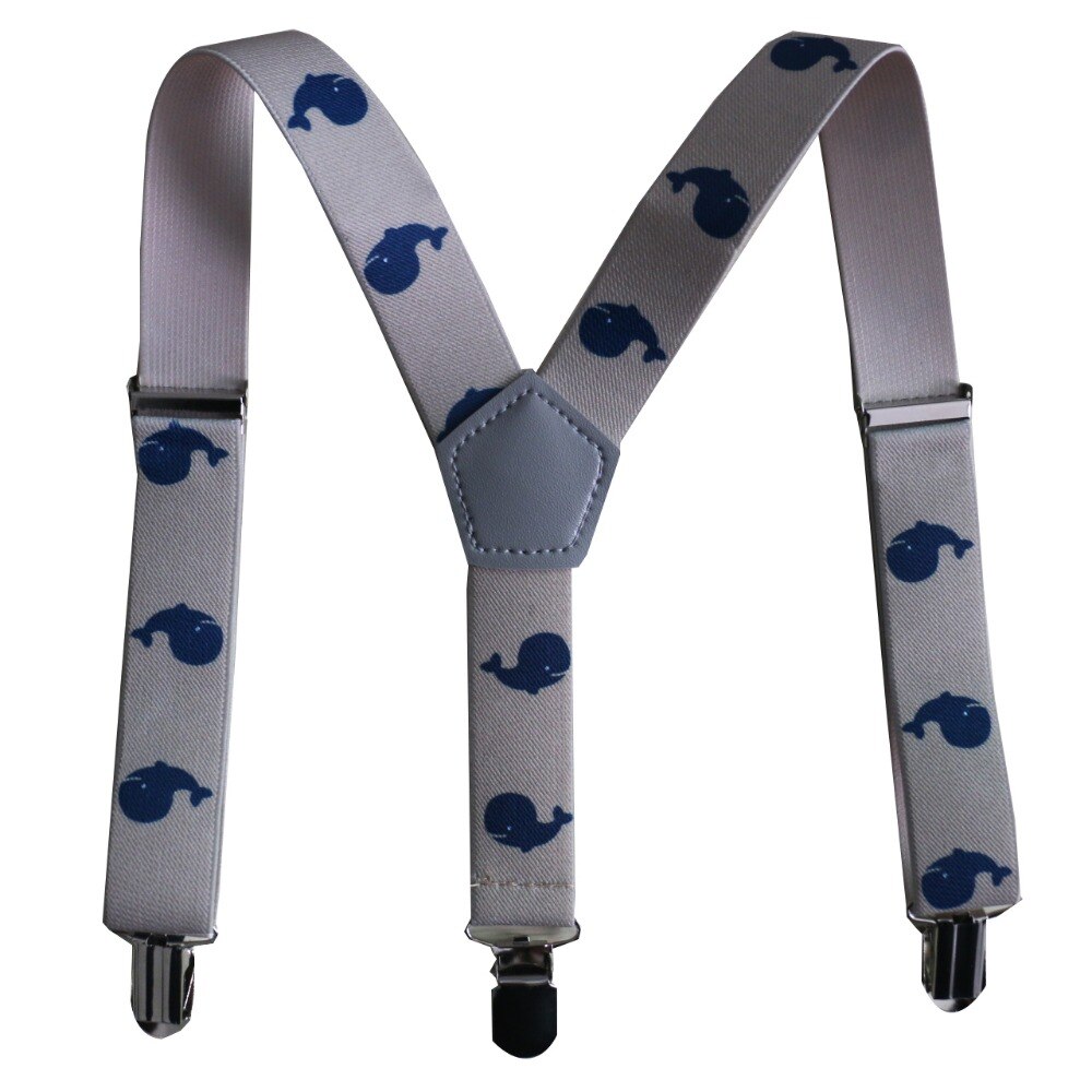 Boys Beige Whale Suspenders For Children Kids