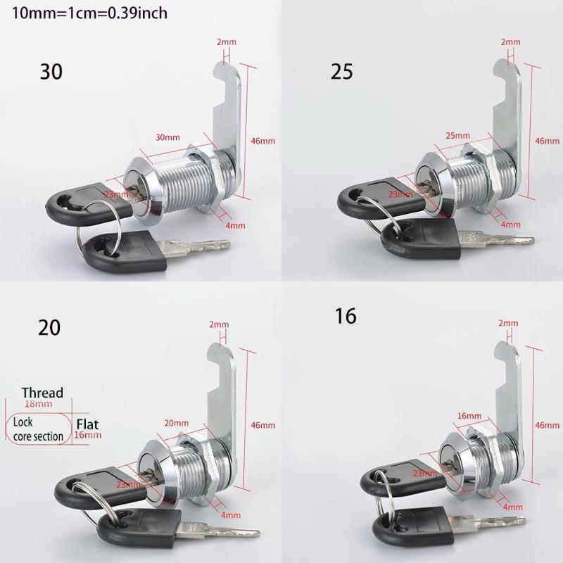 Single-open Cabinet Lock Zinc Alloy Drawer Locks with 2 Keys Security Cam Lock for Secure Important Files and Drawers