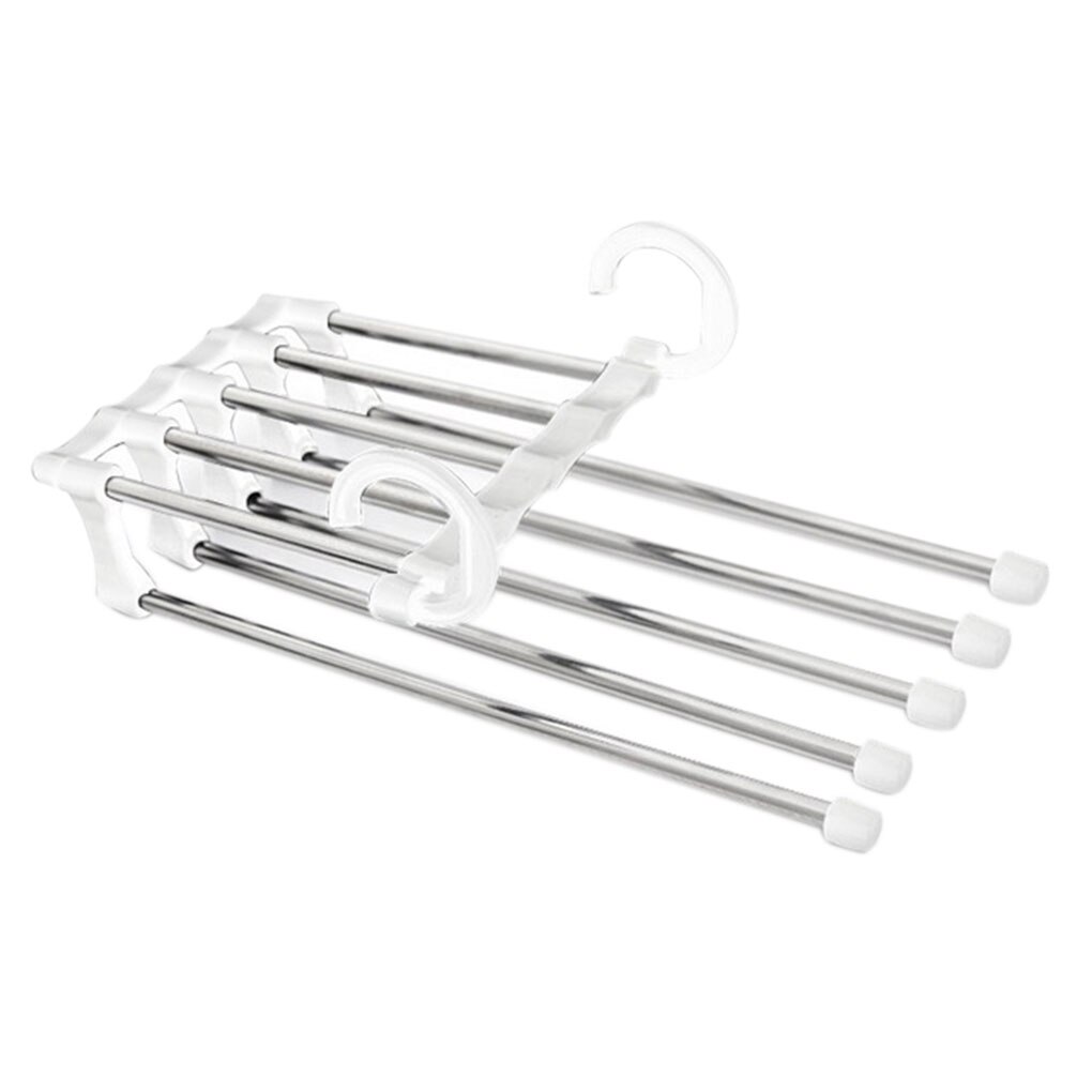 Portable Clothes Hanger Multifunctional Pants Rack Stainless Steel Trousers Holder Clothes Organizer Storage Rod