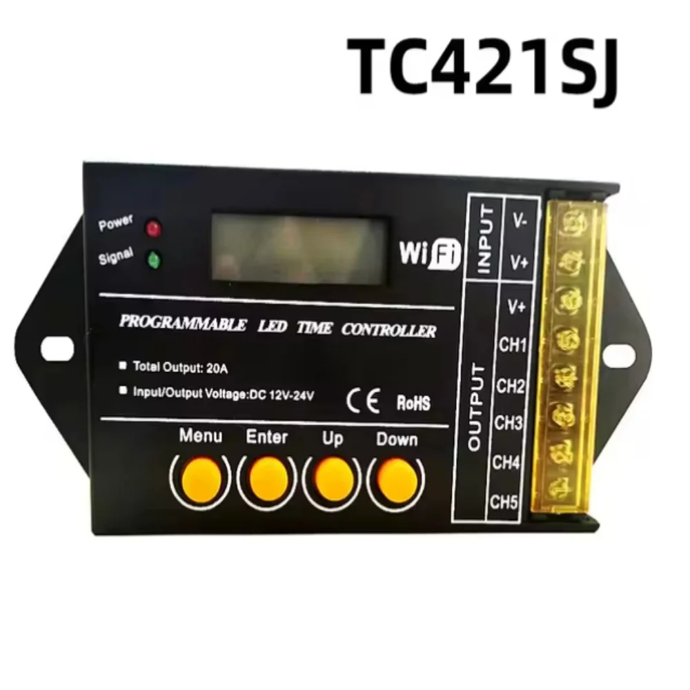 Programowalny sterownik czasowy  tc420 tc421 nl502 wi-fi aplikacja komputerowa sterowanie 12v-24v 20a 5ch cct ściemniacz rgb rgbw sterownik taśmój doprowadziło: Jasnożółty