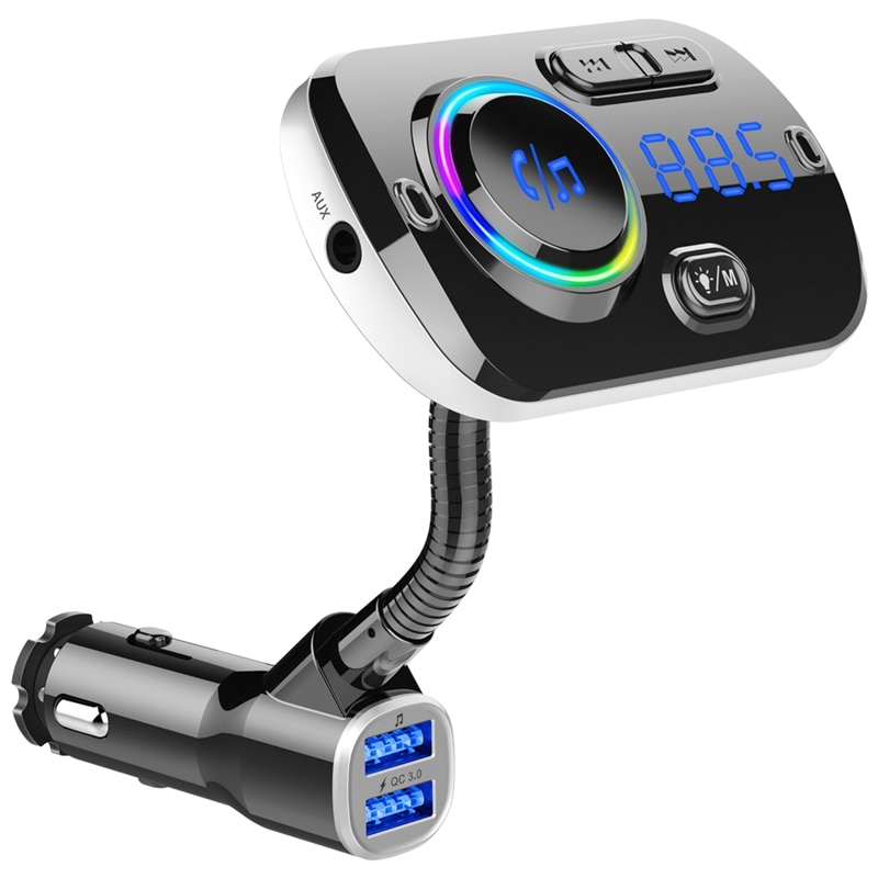 Bluetooth Fm-zender, Draadloze Auto Fm Modulator Auto Mp3 Speler Car Kit Handsfree Bluetooth Car Charger Met Omgevingslicht