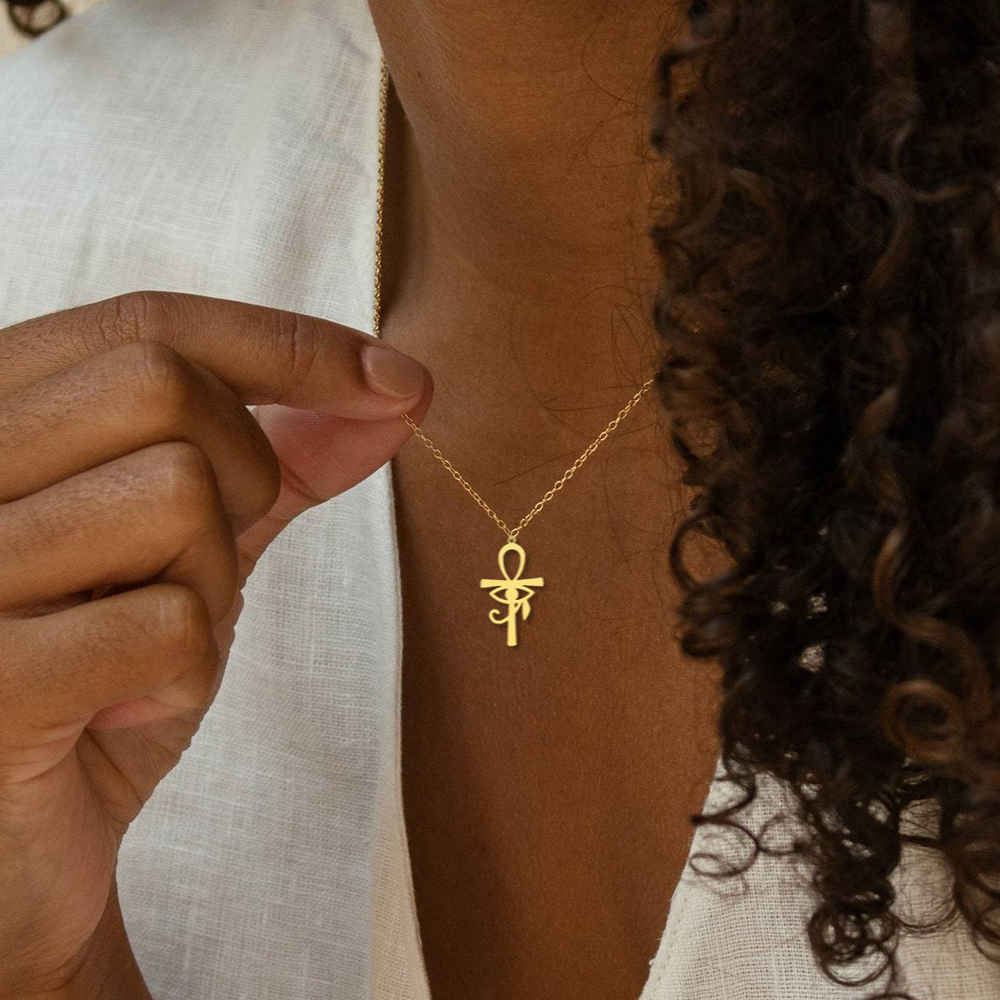 Vintage egyptisk öga av ra hänge halsband för kvinnor punk rostfritt stål mytologi horus amulett choker retro festsmycken