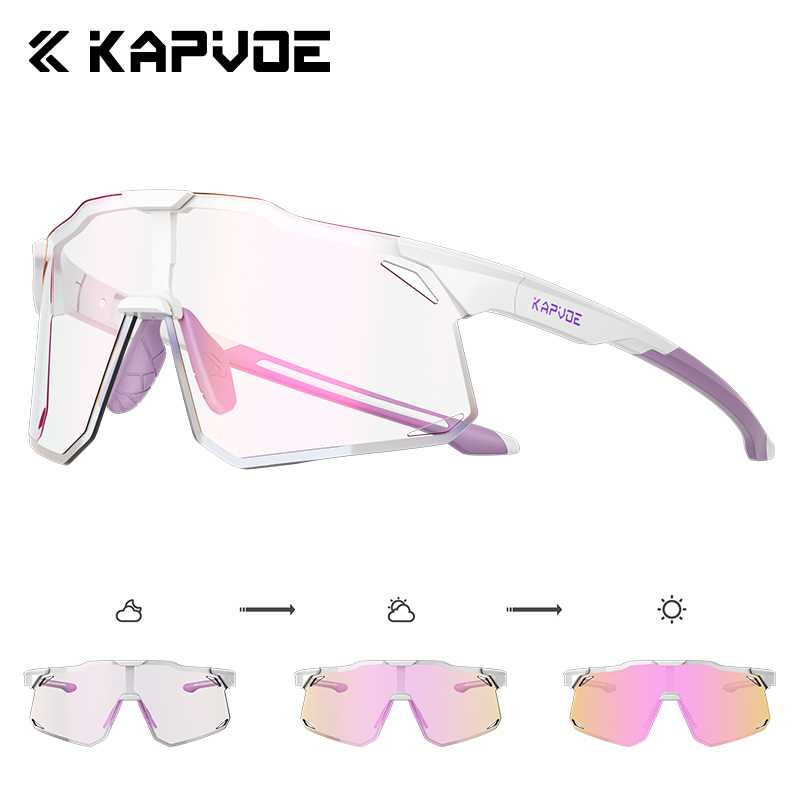 KAPVOE, gafas fotocromáticas para ciclismo para hombre, gafas para ciclismo UV400, gafas para bicicleta, gafas deportivas para exteriores MTB para mujer, gafas para bicicleta: Verde