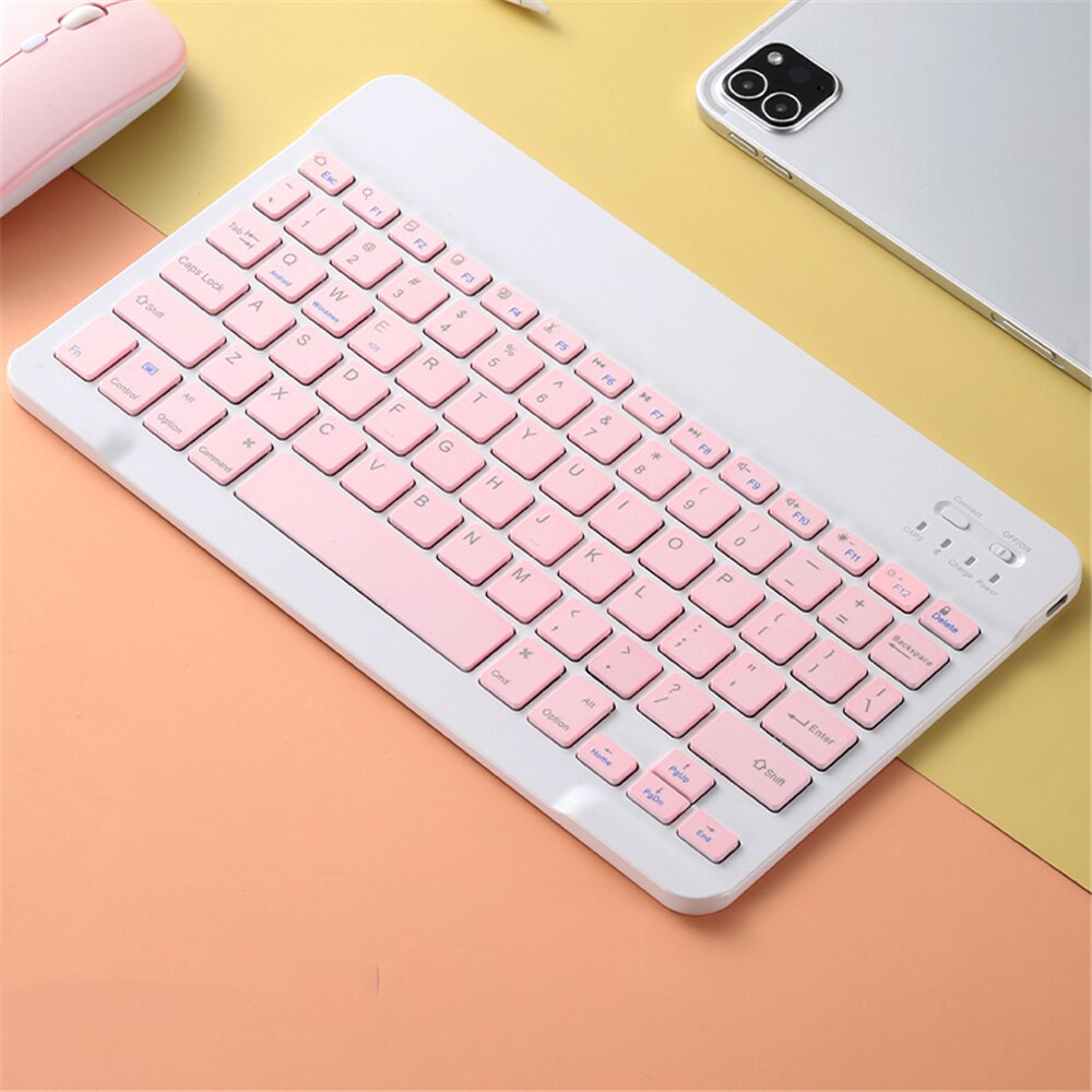 Bluetooth näppäimistö ipad pro 11 12.9 air 3 pro 10.5 air 2 9.7 ipad 10.2 7th sukupolvi hiirellä samsung android tabletille: Vaaleanpunainen