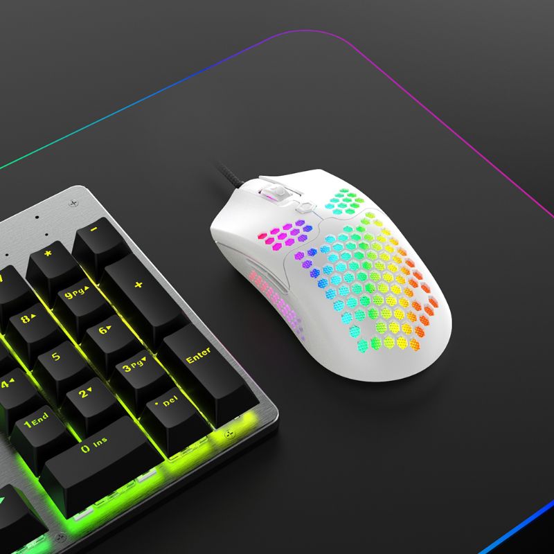 M5 Hollow-out Honeycomb Shell Gaming Mouse Colorful RGB Backlit Light Wired Mice