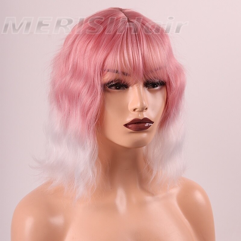 Linghang kortbølgebånd pannelugg parykk 15 farger høytemperatur syntetisk parykk egnet til hvite/svarte kvinner: 97c-1001