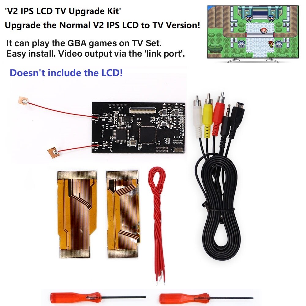 V2 ips lcd tv upgrade kit for gba  v2 ips backlit lcd upgrade  v2 ips lcd to tv version