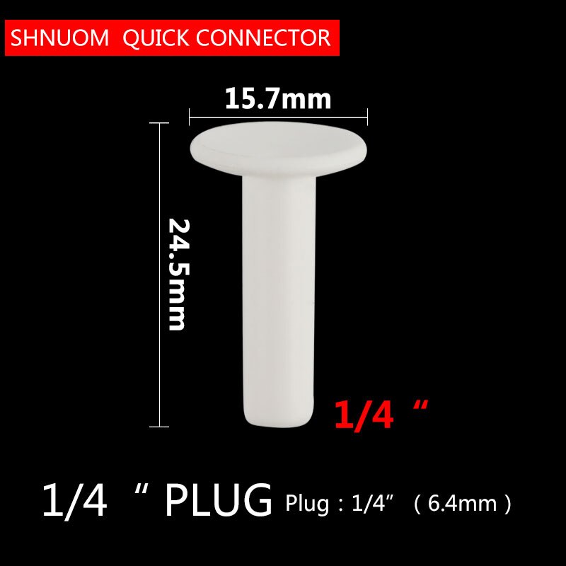 1/4" OD tube white hard plug Straight-through Pipe connector of reverse osmosis water system Blocking Diameter 6.5MM fittings