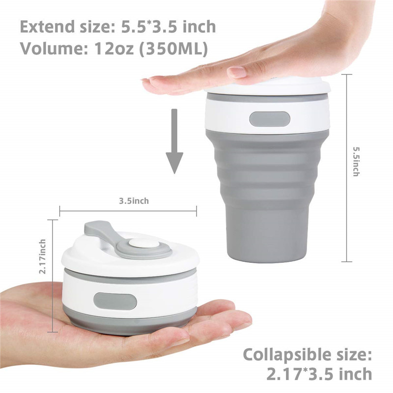 Outdoor Travel Portable Folding Coffee Cup Camping Travel Reusable Silicone Water Cup with Cover