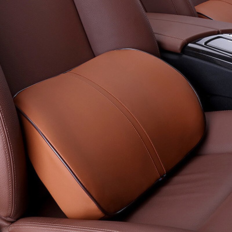 Car Seat Headrest Pillows Waist Back Support Cushions Set Memory Foam Black PU Leather Neck Rest Pad Auto Styling Accessories: 1Pcs Coffe Waist