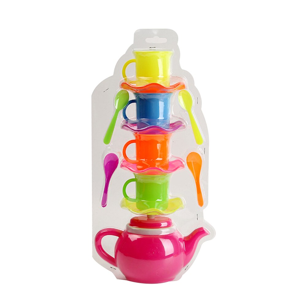 13Pcs Simulatie Kids Thee Party Waterkoker Cup Schotel Lepel Afternoon Tea Suppies Roze Pretend Play Keuken Speelgoed Voor Meisjes