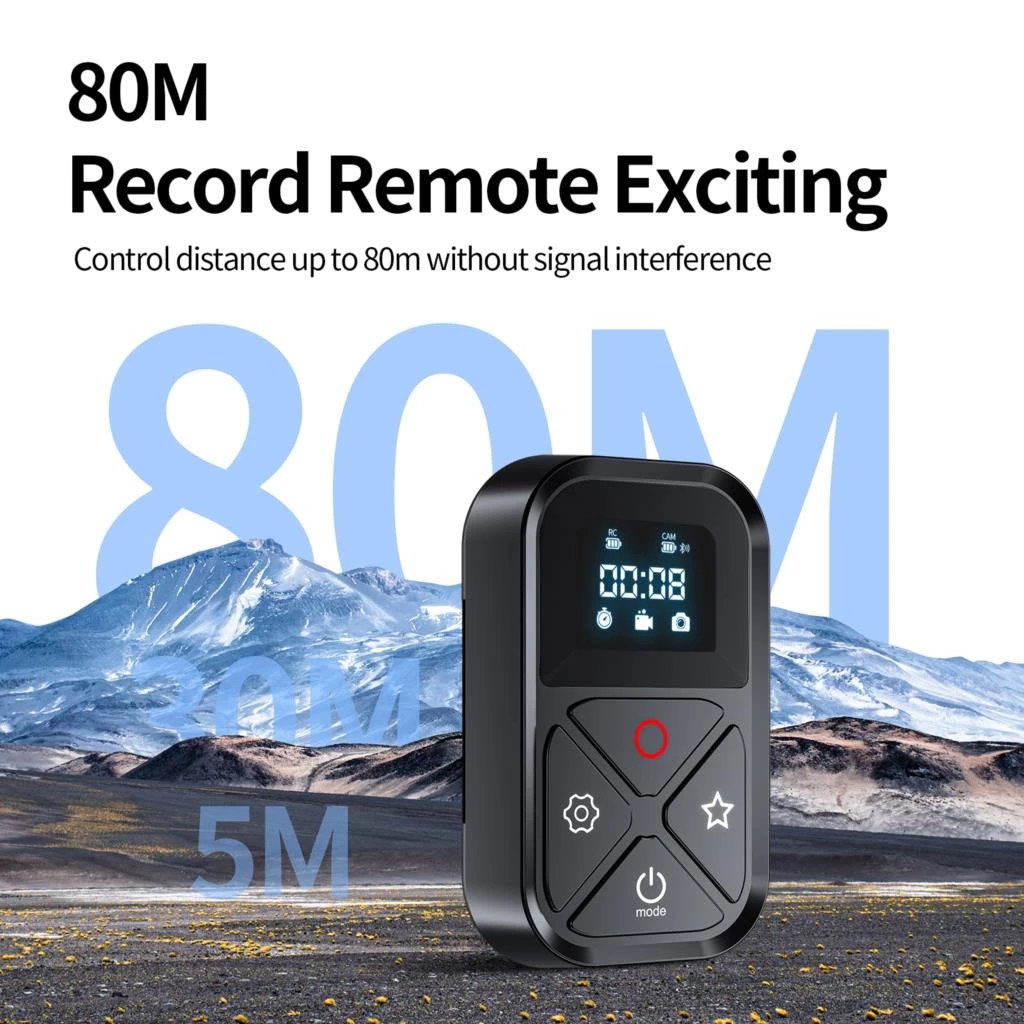 TELESIN-mando a distancia con Wifi y Bluetooth para GoPro, dispositivo con pantalla para Go Pro Hero 10, 9, 8, 7, 6, 5, 4 Session, 80M