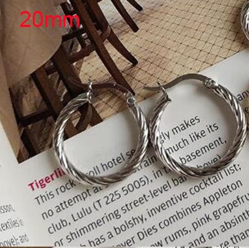 MLKENLY 100% 925 argent Sterling or argent sans fin cercle boucles d'oreilles pour les femmes personnalité torsion fil ouverture boucle d'oreille: silver 20mm