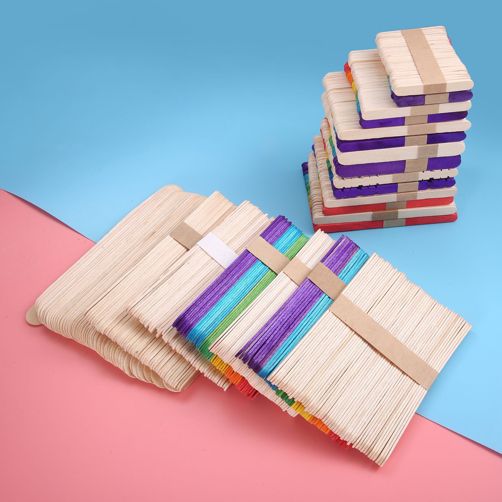 50 stuks /10 stuks houten stokjes natuurlijke/veelkleurige staven ijsstokjes diy knutselen handgemaakt educatief speelgoed 150mm-200mm