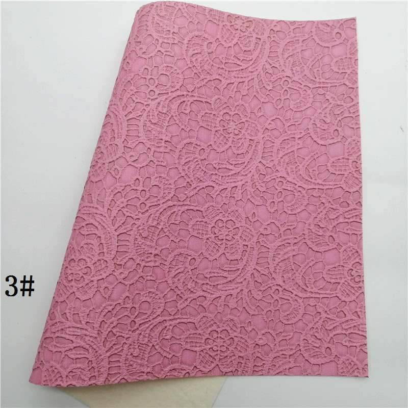 Pastel Colors Lace Embossed Synthetic Leather Faux Fabric Sheets Felt Backing Vinyl For Earrings bag Bows DIY 21X29CM GM2322A: 3