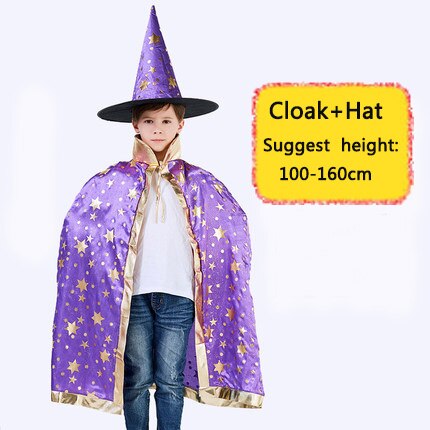 Børn halloween kostume troldmand heks kappe hat hat sæt børn jul fest cosplay kappe fødselsdags fest forsyninger