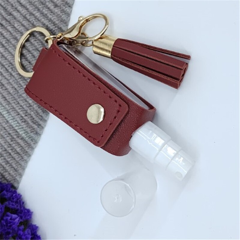 30ml Hand Sanitizer fallen Mini Desinfektionsmittel Hände Tragbare Hydroalcoholic Flasche sprühen Kopf Leder fallen Gesundheit Keychain Halfter: G sprühen Kopf
