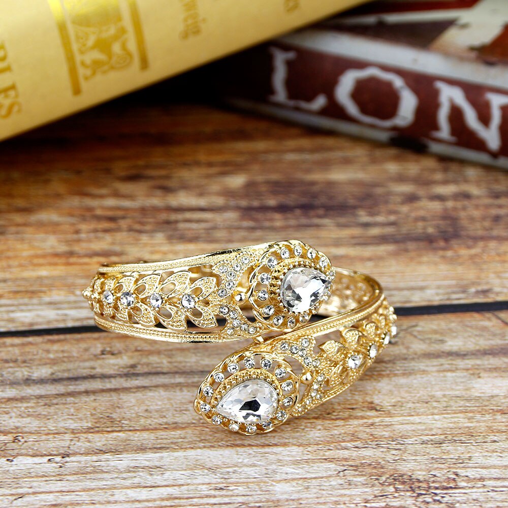 Sunspicems-brazalete marroquí para mujer, Color dorado, joyería de boda, bisutería tradicional de Argelia,: Color amarillo claro