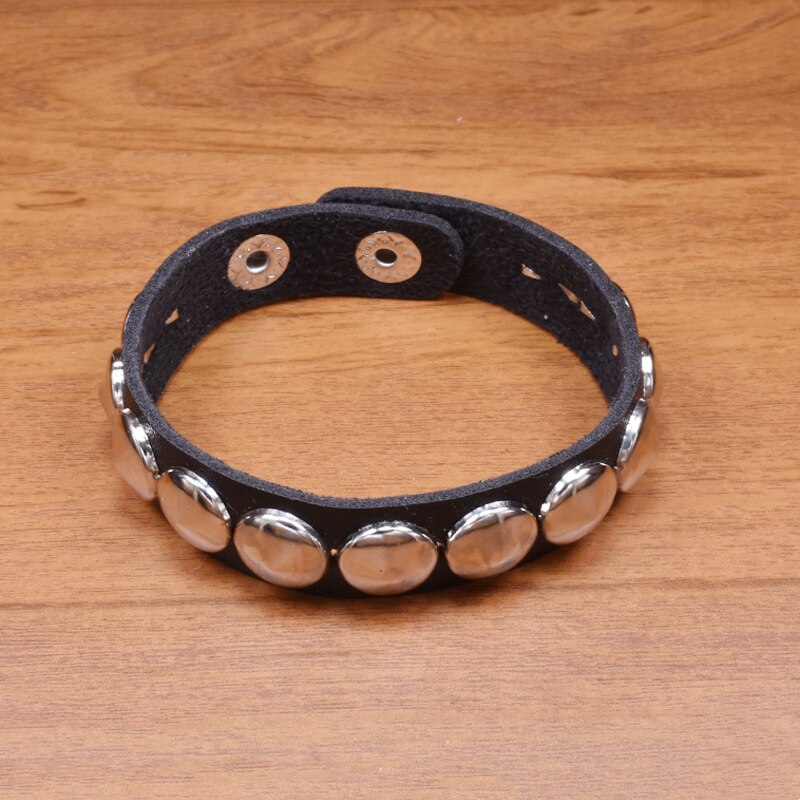 Punk Fashion Women Black Cuff Leather Bracelet Wristband Metal Rivets Stud Charm Vintage Wrap Bangle for Men Rock Gothic Jewelry: Default Title