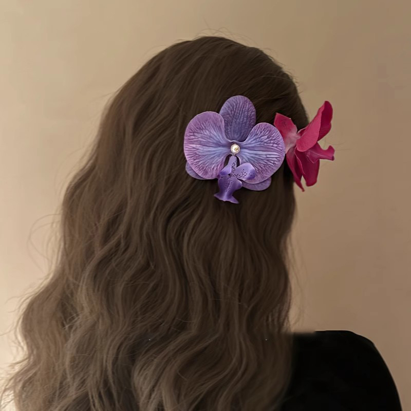 Orchid Hair Clip For Woman Artificial Flower Hairpins Cute Wedding Party Side Clip Hair Accessories