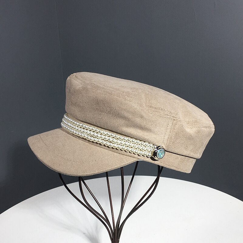 Dames marineblauwe pull-on hoed, dames vizierhoeden, zomerzonbeschermende hoed, dames met aanpasbare parelmoer franse hoed, meisjeshoed craisy: En