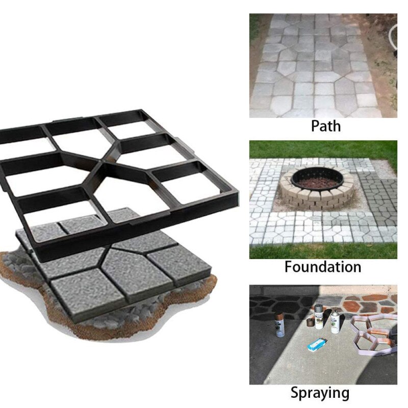 VOGVIGO Walking Maker Reusable Concrete Path Maker Mold Stepping Stone Paver Lawn Terrace Garden DIY Sidewalk Paving Mold
