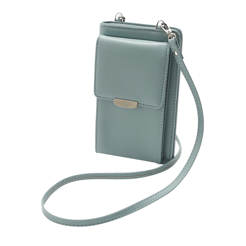 Women Crossbody Phone Wallet Case Multi Function Shoulder Bag Women's Wallet Female Purses: Blue