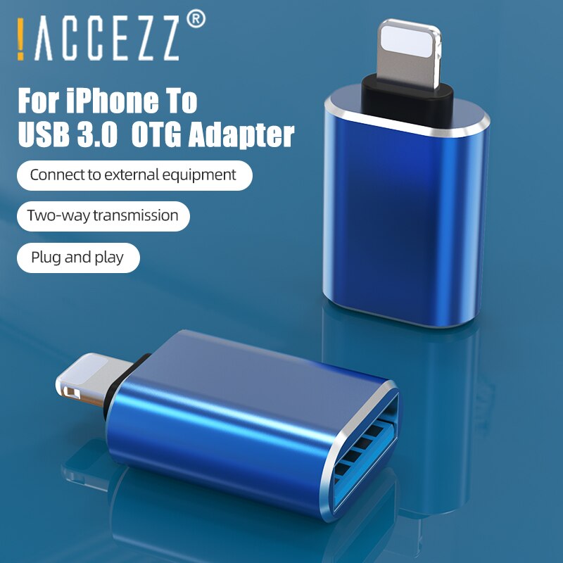 ! Accézz pour iPhone adaptateur vers USB 3.0 OTG accessoires de téléphone portable U disque clavier convertisseur pour iPhone 11 Pro Max 7 8 iOS 12 13: Bleu