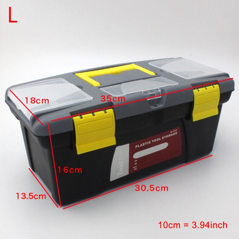Caja de herramientas de plástico portátil, caja de herramientas de mantenimiento multifunción para el hogar, caja de almacenamiento para coche, caja de herramientas anticaída: L