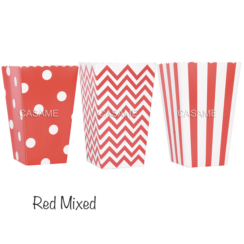 6 stks Rose Goud Roze Stijf Papier Mini Party Popcorn Dozen Pop Corn Snoep/Schil Gunst Zakken Bruiloft Verjaardag Film Party Servies: Colorful