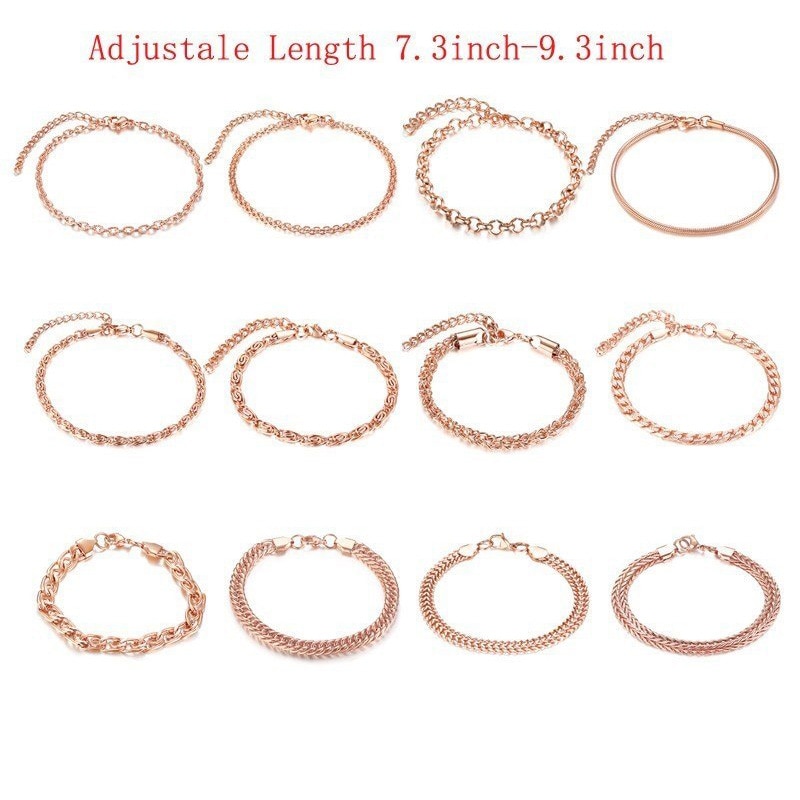 585 roséguld kedjor kvinnor armband armband rostfritt stål pulseira feminina tillbehör ingen blekning